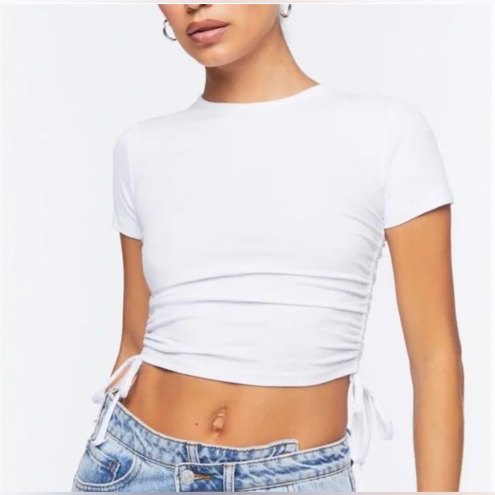 zara white side tie top